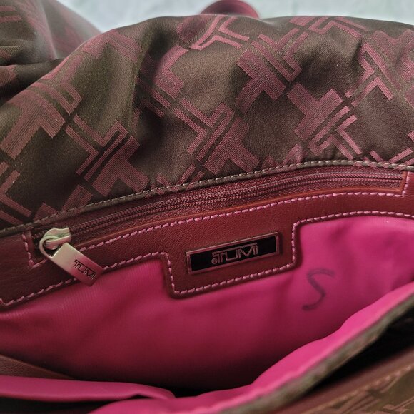 TUMI Signature Burgundy Canvas Messenger Bag - Picture 10 of 10